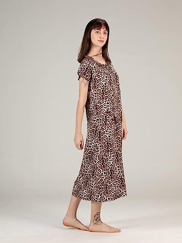 Image of Evolove Women's Viscose Liva Long Maxi Night Gown Nighty Dress with Pocket, Super Soft Comfortable (LNG-Rayon)