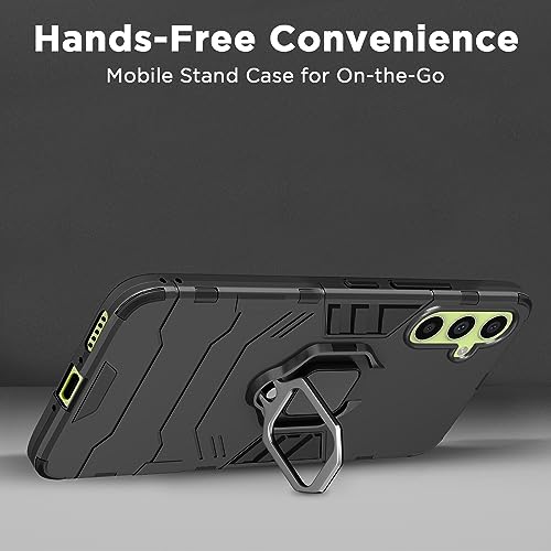 Image of Pikkme Samsung Galaxy A34 5G Back Cover | D5 Tough Armor Bumper | 360 Protection Case | Ring Holder Stand Case for Samsung Galaxy A34 5G (Black)