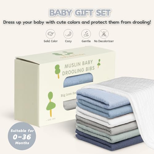 Image of Susurration Muslin Baby Drool Bibs 10Pack Soft Square Adjustable Bandana Bibs for Unisex Baby Girls & Boys