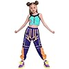 QUJQOM Demon Cosplay Hunters Costume Kids Pop Singer Costume Girls Halloween Costumes Stage Role Play Outfit, Top, Pants QM0711XL