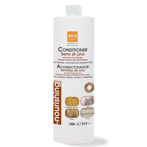 Ever Ego Italy Linseed Oil Conditioner For Damaged, Bleached or Colored Hair | Nourishing And Hydrating Hair Care Product For Men And Women | 1L Bottle