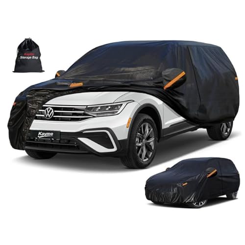 Kayme 7 Layers SUV Car Cover Custom Fit for Volkswagen VW Tiguan Allspace LWB (2018-2025) Waterproof All Weather for Automobiles, Outdoor Full Cover R