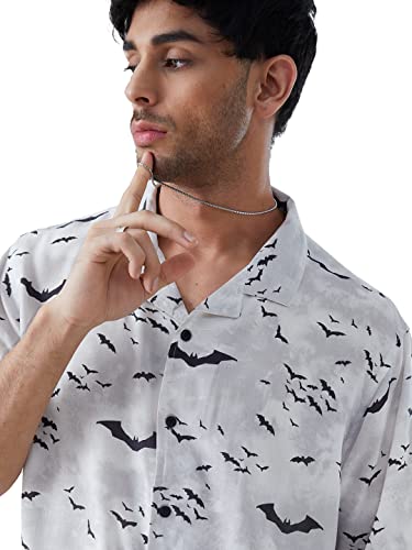 Image of The Souled Store| Official Batman: Go Hawai Mens and Boys Summer Shirts|Regular fit Graphic Printed| 100% Rayon White Color Summer Shirts Shirt for Men Casual Half Sleeves Regular Fit Printed Stylish