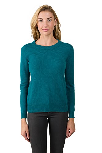 Image of JENNIE LIU Women's 100% Pure Cashmere Crew Neck Sweater, Tight Knit Cozy Soft Hand Washable Long Sleeve Pullover