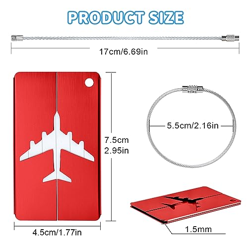 5 Stück Kofferanhänger mit Adressschild, Aluminium Adressanhänger Koffer mit Edelstahldrahtschlaufe und Wasserdichtem PVC Namensschild für Reisetaschen, Koffer, Rucksäcke (7,5 x 4,5 cm, 5 Farben)