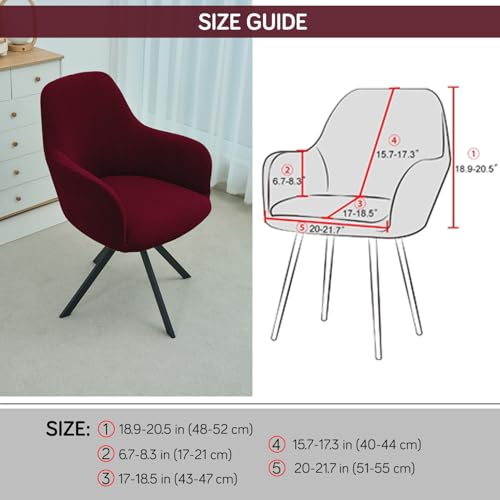 Image of HOKIPO Premium Jacquard Fully Covered Cover for Swivel Dining Chair with Arms, Pack of 2, Burgundy (AR-5356-BRGN*2)