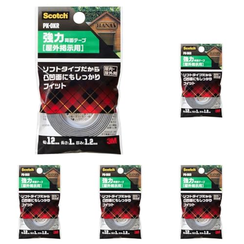 3M 両面テープ 強力 屋外掲示用 幅12mm 長さ1m スコッチ PK-OKR (× 5)