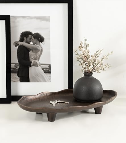Kate And Laurel 227561 Alessia Modern Decorative Scalloped Oval Footed Metal Tray thumb #2