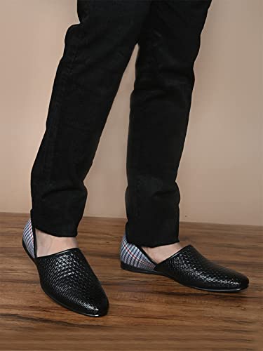Image of San Frissco Men's Embroidered Mojaris Casual Slip-On Shoes | Soft Cushioned Footbed Insole with TPR Sole | Stylish Lightweight Jutti Perfect for Party Weddings Festive Season