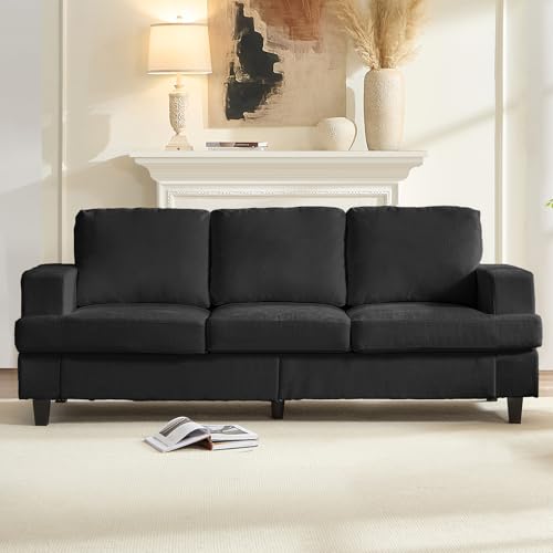 Image of Mjkone 3 Pieces Living Room Sofa Sets, 3 Seat 82 inch W Sectional Sofas Couch and Loveseat Sets with Armchair, Sofas Couches for Living Room Furniture Set, 3-Seater Sofa, Dark Grey