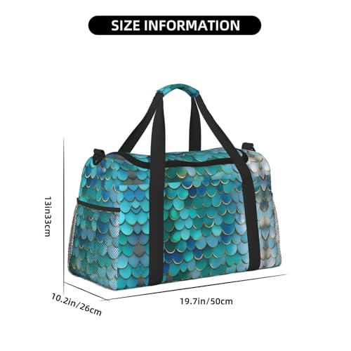 Mermaid Scale Foldable Travel Duffel Bag Tote Carry On Luggage Bag For Weekend Getaways, For Spontaneous Trips4