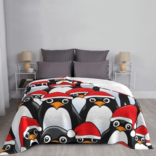 Couverture polaire pingouins de Noël, le cadeau idéal pour lit et voyage - 7