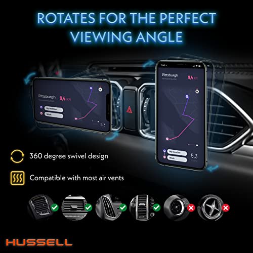 Hussell Mongoora Air Vent Car Phone Mount Holder - Magnetic Cell Phone Car Mount Universal For Any Smartphone, Iphone, Android - Rotating Car Phone Holder - Stocking Stuffers, White Elephant Gift #TOP6