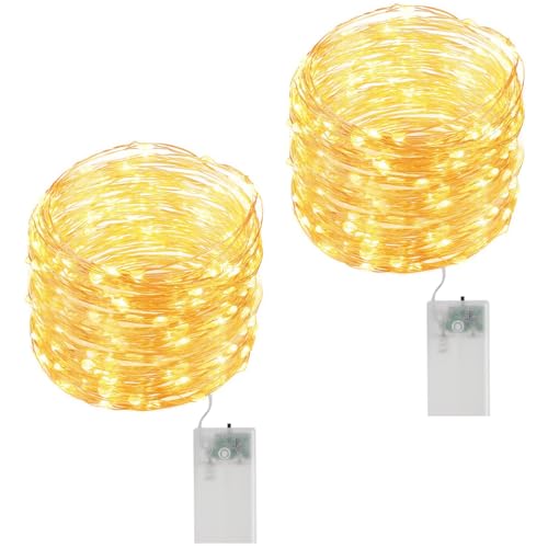 2 Stück LED Lichterkette Batterie mit Timer, 2 M 20 LED, Mini...
