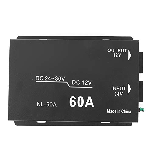 Convertidor Reductor eléctrico de energía 24V a 12V 60A Adaptador convertidor de Suministro Grande de Voltaje Aleación de Aluminio Negro para refrigerador de automóvil DVD VCD CD