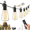 Brightown 100FT Solar String Lights Outdoor Waterproof with Remote, 31+1 LED Shatterproof Bulbs, Dimmable & Timable, 3 Light Modes - Commercial Grade Patio Lights for Garden Backyard Party Decor