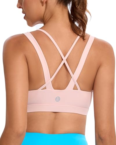 Image of RUNNING GIRL Sports Bras for Women,Padded Strappy Sports Bras Criss-Cross Back Medium Support Sports Bras with Removable Cups