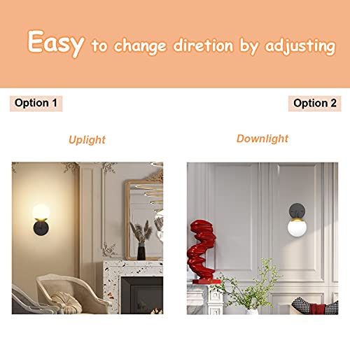 Tipace Black And Gold Wall Light,Mid Century Modern Globe Wall Sconce, Black Wall Sconce 1 Light For Restaurant Living Room Bedside Stairs Bathroom Mirror(3000K G9 Bulb Include) #TOP3