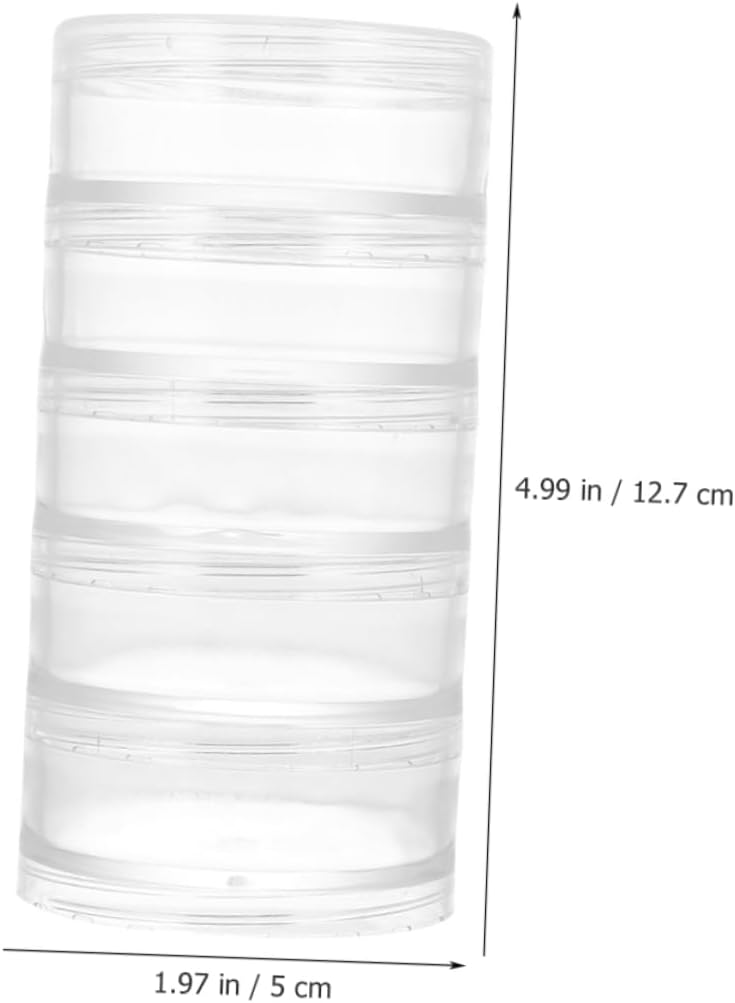 Unomor 2pcs Stackable Clear Storage Containers with Lid Round Jewelry and Bead Organizer Jars for Crafts Accessories and Household Items