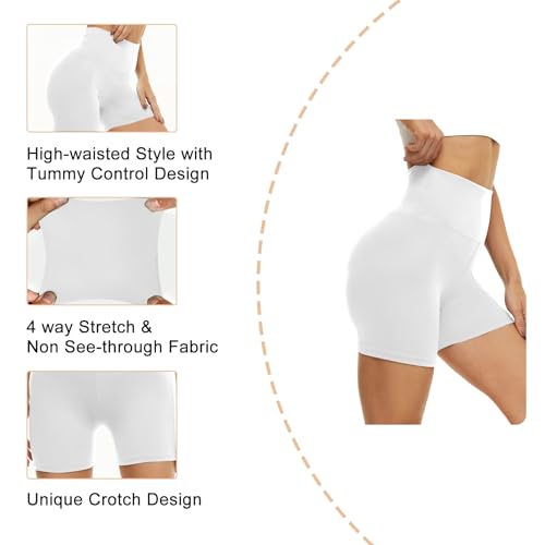 Campsnail Workout Biker Shorts Women - 3 Inch/5 Inch/8 Inch High Waisted Tummy Control Spandex Booty Volleyball Shorts For Yoga Dance White thumb #1