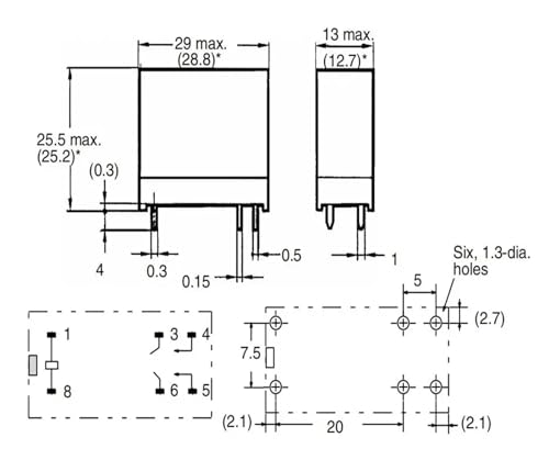 Relé de 6 pines G2R-2A con capacidad de conmutación estable de 8A 2