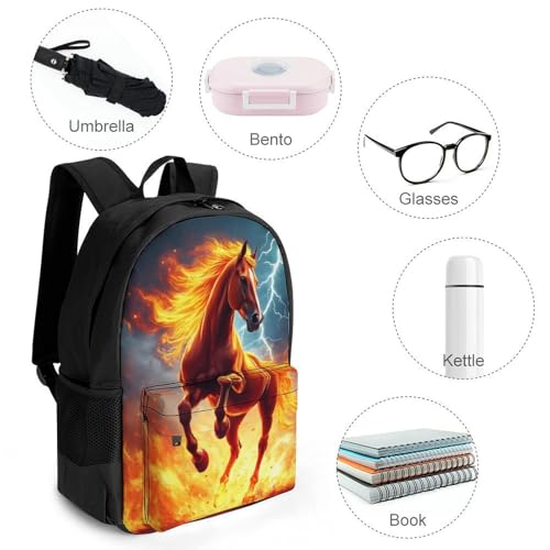 Supdreamc Backpack Multipurpose Anti-Theft Large Capacity Bookbag - Fire Horse Travel Hiking Daypack With Side Pockets4