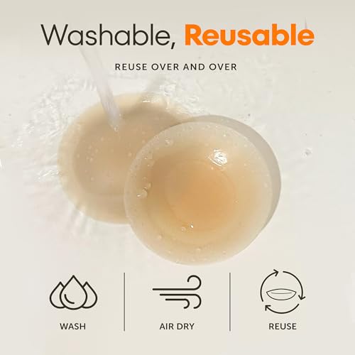 Silicone Nipple Covers Reusable - Nipple Pasties - Washable Waterproof Pads for Women - Ultra Thin - Seamless Sticky Adhesive4
