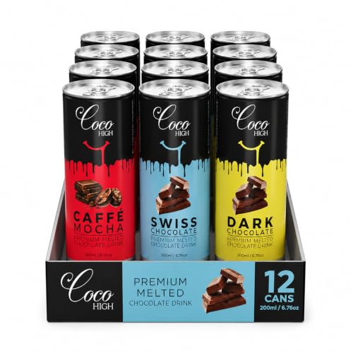Image of CocoHigh Chocolate Milk 2.4L (12 x 200ml) | Combo of Swiss, Caffe Mocha & Dark Chocolate Milkshake Made with Real Cocoa | Preservatives Free Ready to Drink Milkshake