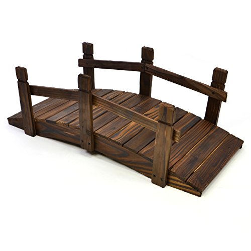 Bild 1 Nexos kleine Holzbrücke Teichbrücke Teich Garten Holz Deko Brücke mit Geländer braun