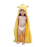Kids Baby Hooded Towel with Bear Ear , Soft and Thick 100% Cotton Bath Set for Girls, Boys, Infant and Toddler, 0-6 Years Old (Yellow)