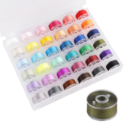 36 Pièces Fils de Canette de Machine à Coudre, Canettes de Couture avec Fil à Coudre 36 Couleurs, Bobines à Fil à Couture avec Boîte de Rangement...