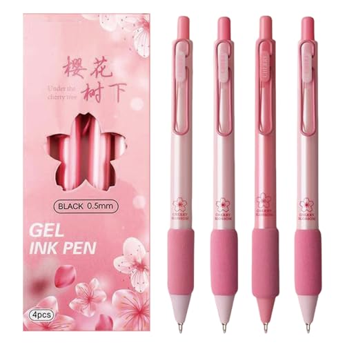 4 bolígrafos de gel retráctiles color rosa con tinta negra miniatura 1