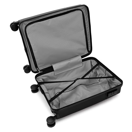 Image of SWISS MILITARY Jazz 55cm Hard Luggage Trolley Bag with 45L Capacity, 360 Rotatable Wheels, 3 Dial Lock and a Durable PP Body, Lightweight, Stylish and Secured, Suitcase Bags for Travel (Black)
