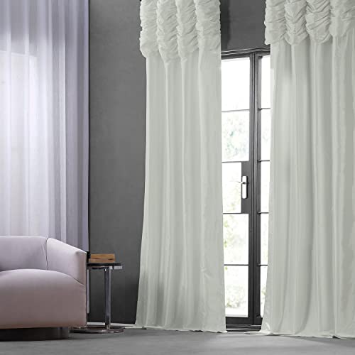Image of HPD Half Price Drapes Ruched Faux Taffeta Silk Curtains 120 Inches Long Room Darkening Curtains for Bedroom & Living Room (1 Panel), 50W x 120L, Eggshell