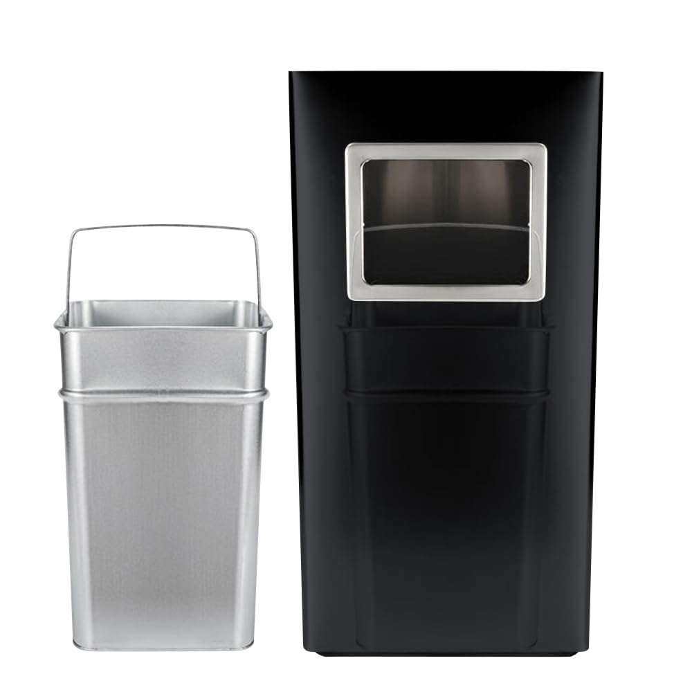 HUOLE Pattumiera con Posacenere Acciaio Inox Contenitore Cestino Design Elegante Funzionale Raffinato Inserti Rimovibili Robusto Capacità - Nero (2pz) 30 * 24 * 60 cm - 48 l