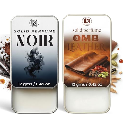 Image of Dr.Mashur Solid Perfume |OMB leather&Noir Alcohol Free Wax Perfume Balm, Long Lasting | Pocket Tin 12g, Pack Of 2| Non Greasy Smooth Glide, Travel Friendly Men And Women