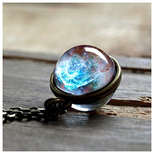 Symboat Crystal Necklace Double-Sided Glass Ball Pendant Gem Universe Star Chain Necklace Jewelry Gifts