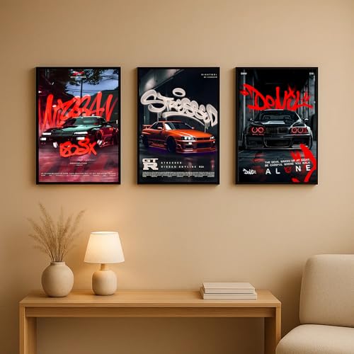 Image of Aniculture JDM Car Poster Bundle - BMW Beamer, Nissan GTR & 180SX A4 HD Wall Art, Vibrant Colors, 300 GSM Thick Cardstock | Modern Room, Bedroom & Office Decor