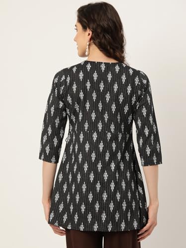 Image of feranoid Floral Print Angrakha 3 Sleeves Flared Kurti