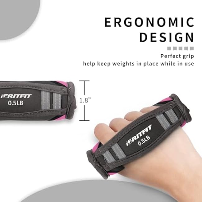 RitFit Soft Hand Weights Set - 0.5/0.75/1/1.5/2 LBS (1 Pair) Walking Dumbbell for Women & Men with Reflective Straps - Jogging, Running, Physical Therapy, Aerobics - Pink Orange Blue Grey Black