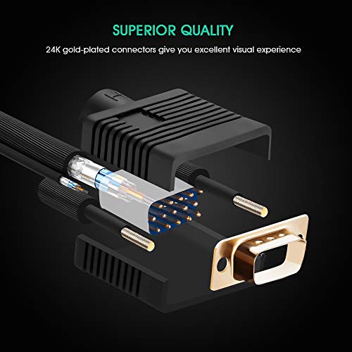 Image of VGA Cable with Audio, VGA Cable with Audio 3.5mm AUX Jack HD15 Male to Male M /M VGA SVGA UXGA with Auxiliary Headset Stereo Sound Connection Wire Cord Plug for LCD LED Monitor(30 Ft