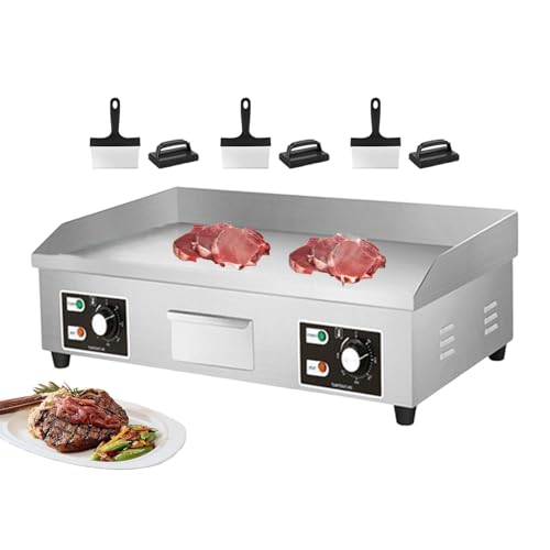 Plancha Eléctrica De 3500W/4400W | Parrilla Teppanyaki Comercial | Freidora De Carne Y Tocino De 50 A 300°C | Plancha Y Calentador De Encimera Con Perilla De Control De Temperatura,4400W