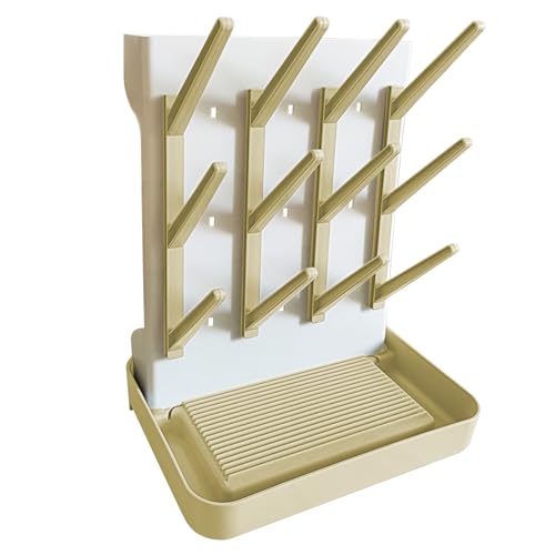 Suglade Vertical Baby Bottle Drying Rack | Large Capacity baby bottle holde | Space-Saving Design | Holds Multiple Bottles Breast Pump Parts and Accessories (Beige)