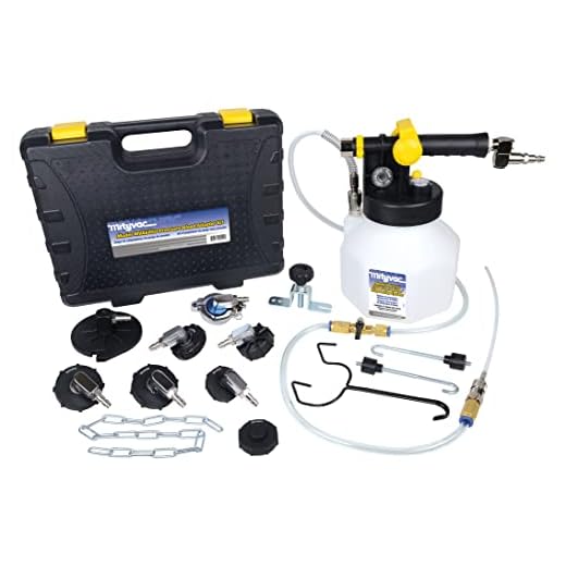Mityvac MV7840 Hydraulic Brake and Clutch Pressure Brake Bleeding Kit, Air-Operated, 2.5 Quart Reservoir, MVA575 Flex Hose with Control Valve/Wand, Isolated Flow Control, Master Cylinder Adapter Kit