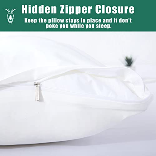 Image of Bamboo Pillow Cases Body Size, White Cooling Pillowcases with Zipper Closure, Cool & Breathable Pillow Case for Hot Sleepers and Night Sweats, 20 inch x 54 inch