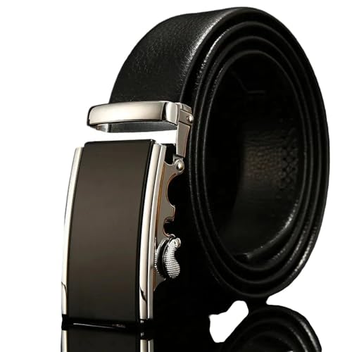 Men's Automatic Buckle Business Belt, Plus Size Pu Leather Belt Silver 160cm