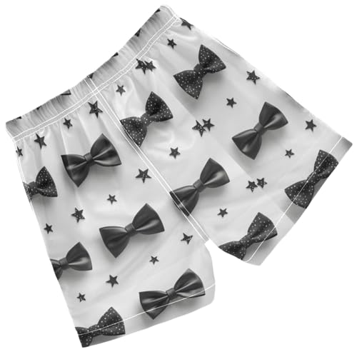 Pigsaly Boys Swim Trunks Funny Black Stars Bow Boys Board Shorts Swimsuit Swimwear Summer Bathing Suit XS2