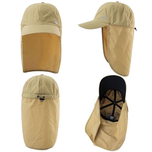Image of TOP-EX L /XL /XXL UV50+ Waterproof Neck Flap Baseball Sun Cap | Large-head fit; UPF 50+ ear and neck coverage; waterproof shell; adjustable drawcord for fishing, hiking and outdoor work