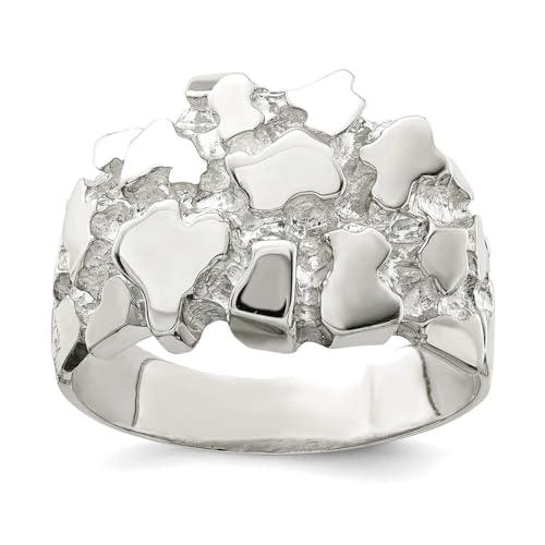 925 Sterling Silver Polished Mens Nugget Ring-Ring for Men