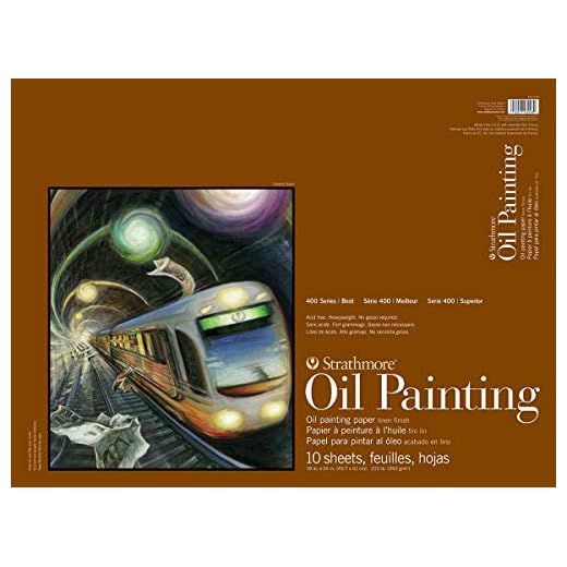 Strathmore Oil Painting Paper Pad, 215lb/350gsm weight, Linen texture surface, 18 x 24 inches, 10 sheets (430-318)